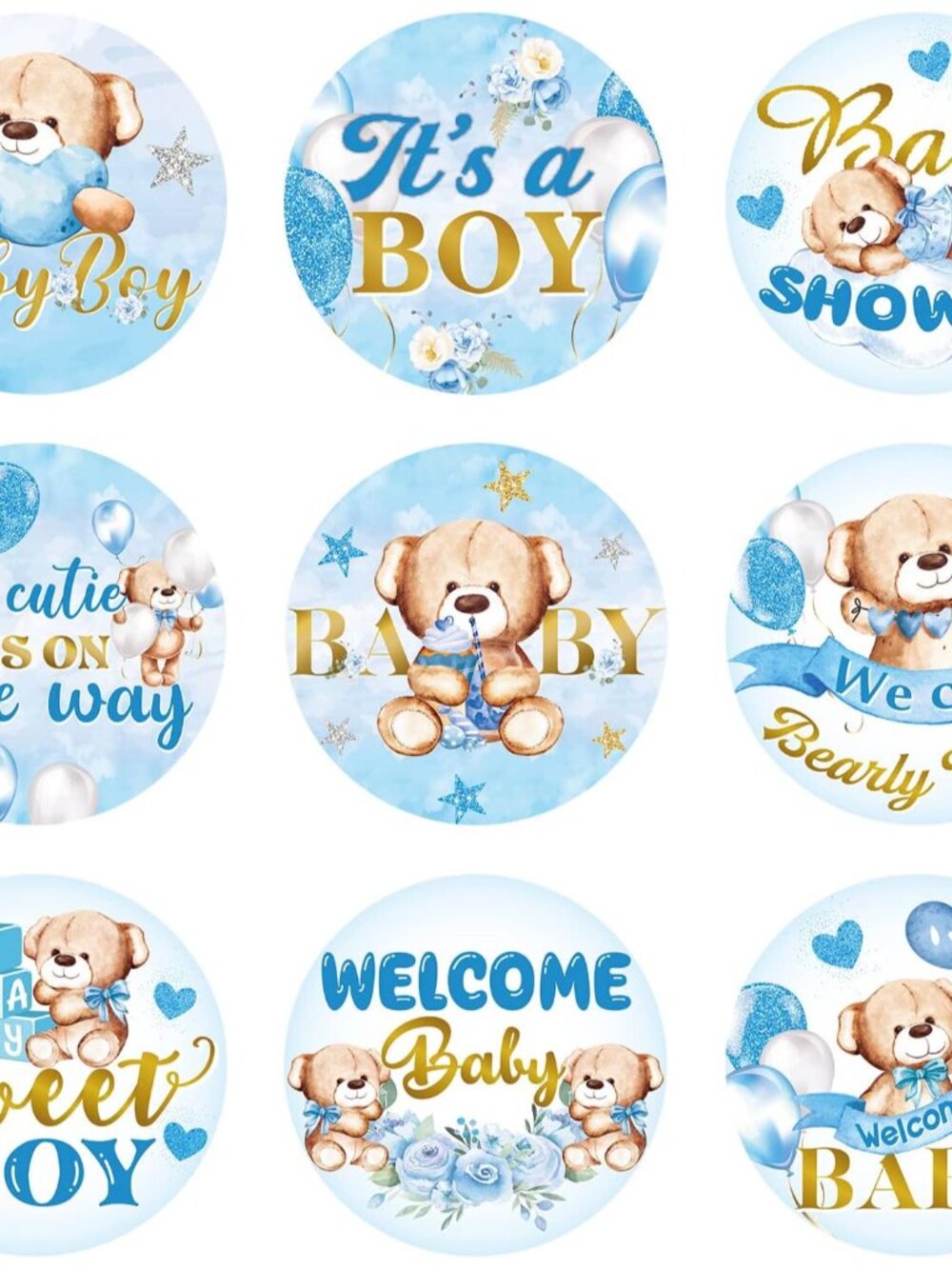 504 Pieces Boy Girl Baby Shower Favors Stickers Mini Kisses Candy Stickers Choco